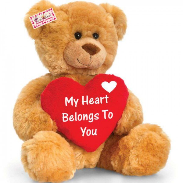 15 Inch Golden Teddy Bear holding My Heart Belongs To You Heart